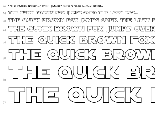 SF Distant Galaxy Symbols font waterfall